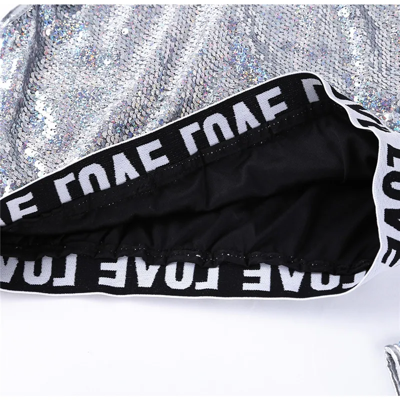 Женская танцевальная одежда в стиле джаз хип хоп блестящая жилетка с круглым