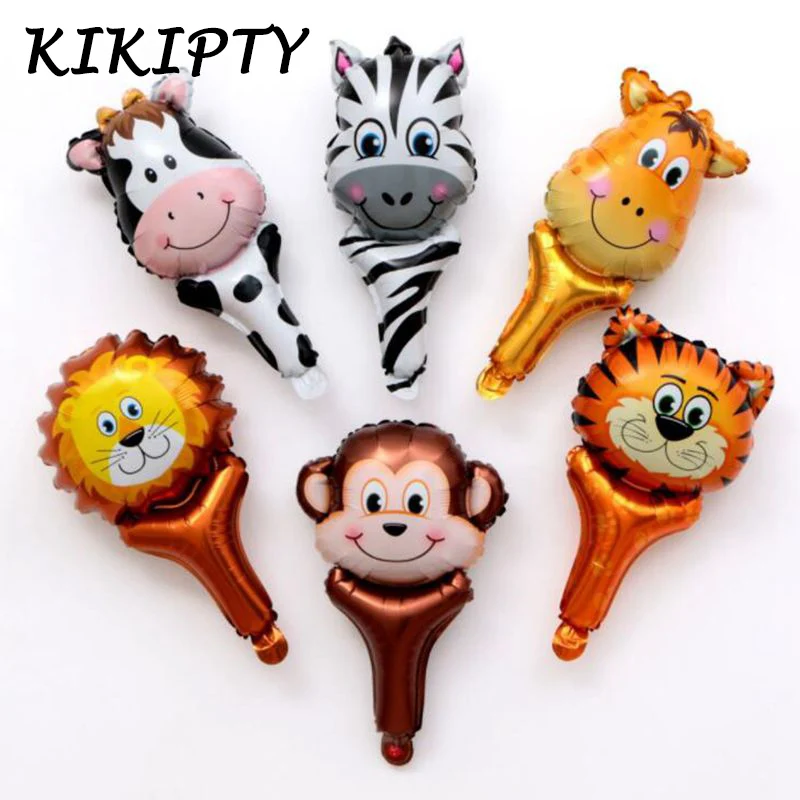 Мини животное ручной надувной шар на палочке алюминиевой фольги Воздушные шары