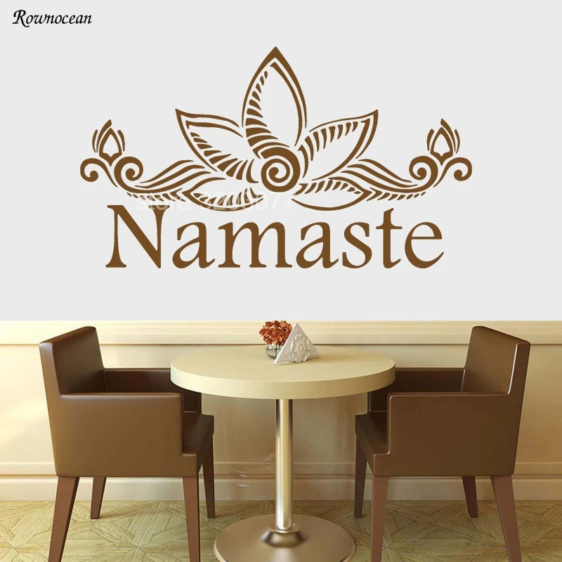 Виниловые наклейки на стену Namaste цветочный рисунок лотоса Йога мандала домашний
