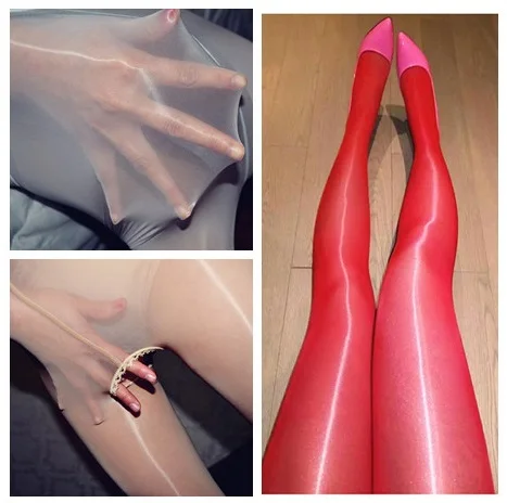 Женские глянцевые сексуальные колготки с высокой талией нейлоновые чулки масло