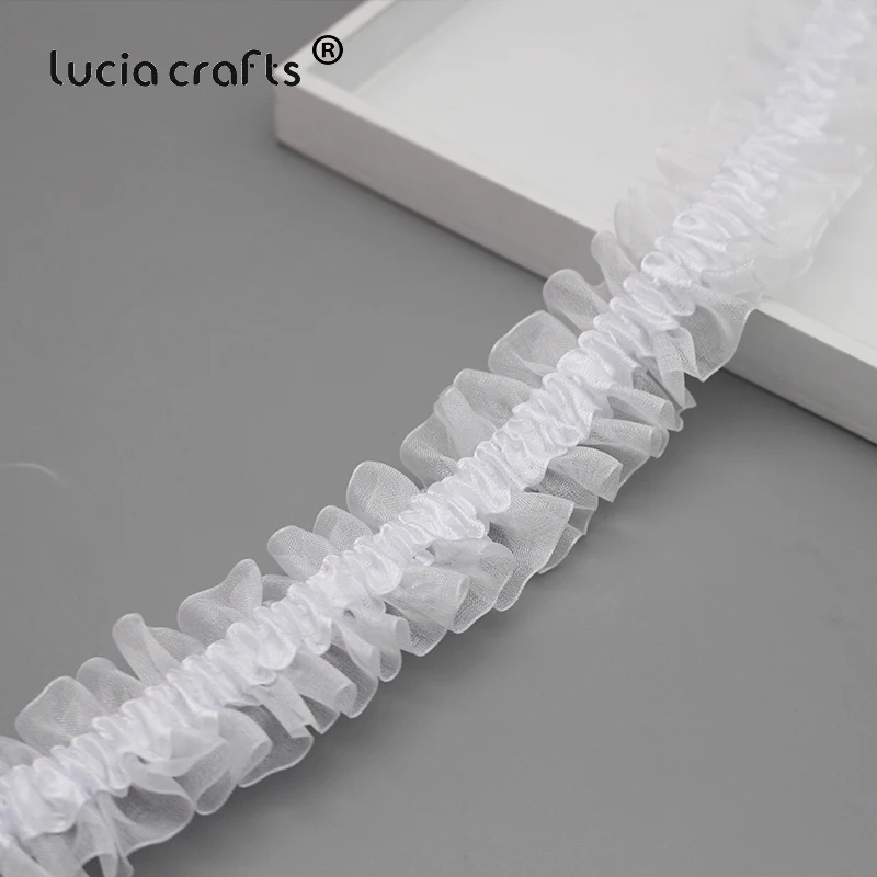Lucia Craft 2/8Y 40 мм эластичный кружевной атлас органза лента отделка ткань кружева для