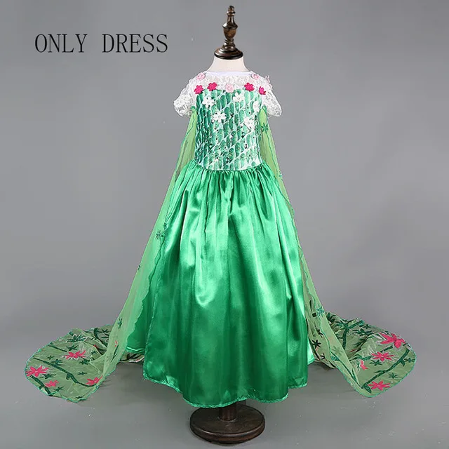 elsa dress B Платье Эльзы на заказ; платье для костюмированной вечеринки; костюм Эльзы; Congelados fantasia Vestido Roupas infantil meninas disfraz princesa - Цвет: elsa dress B