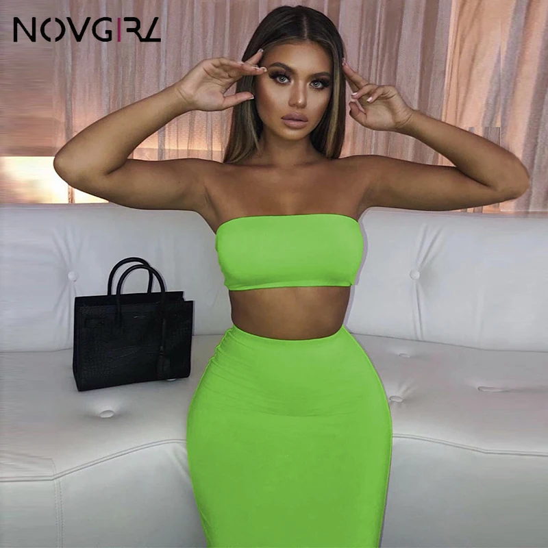 Платье двойка Novgirl Клубное вечернее сексуальное длинное с открытыми плечами без