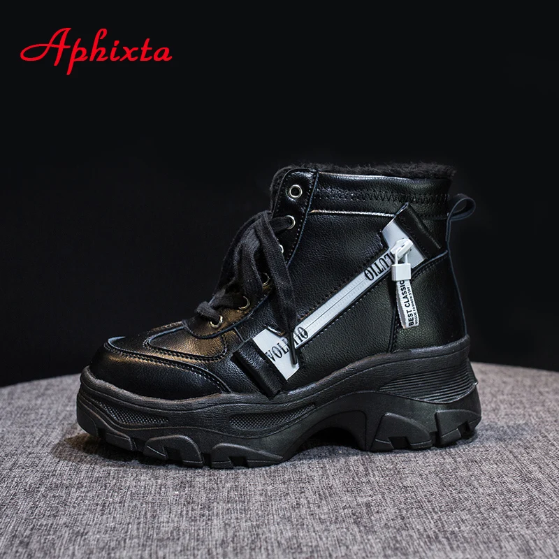 Сапоги Aphixta женские на платформе зимние водонепроницаемые ботильоны меху