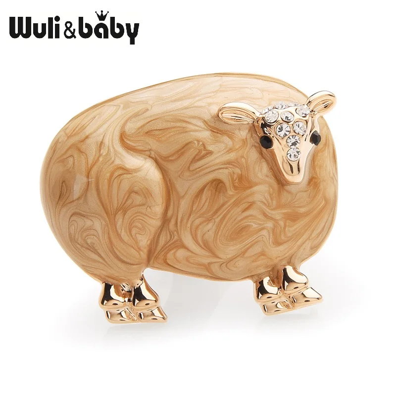 Броши с коричневой эмалью в виде овцы от Wuli&baby для женщин и мужчин брошь со