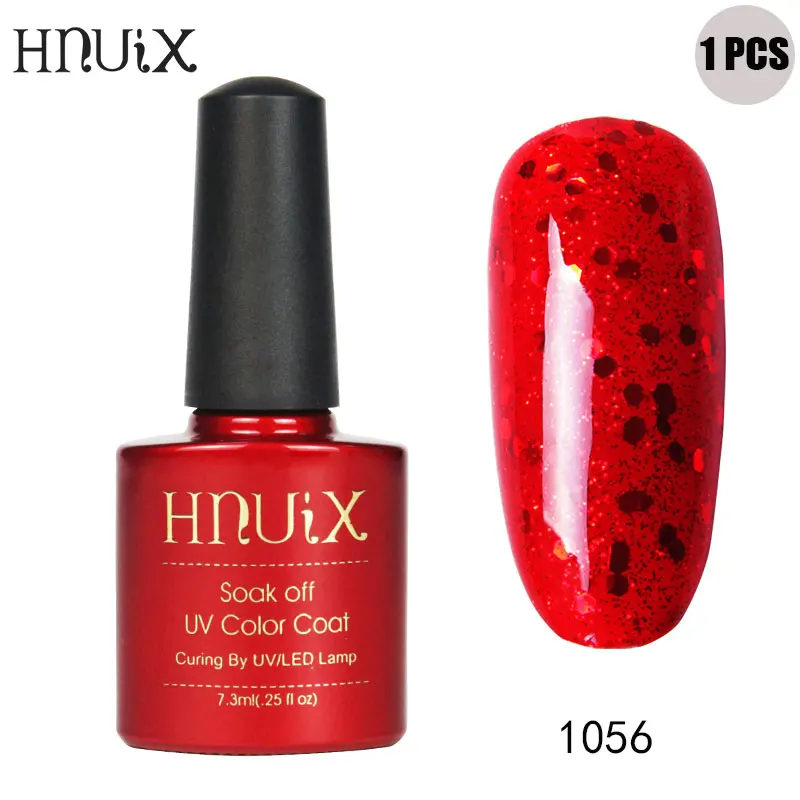 1056 HNUIX красный Гель-лак для украшения ногтей УФ Гель-лак для ногтей led с блестящими блестками красного цвета 7,3 мл - Цвет: 1056