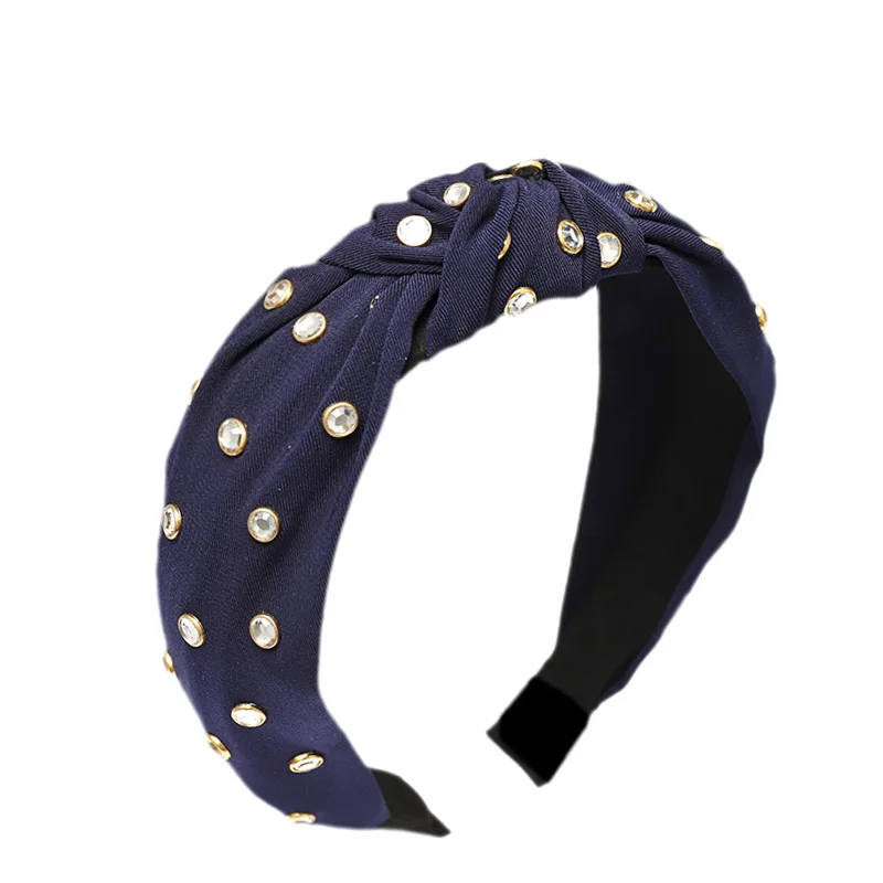 2019 Модный женский топ узлом повязки на голову стразы ободок для волос повязка с
