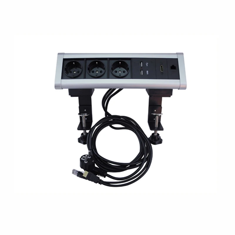 5 шт. подвижная треугольная столешница Настольная розетка электрическая 3 вилки