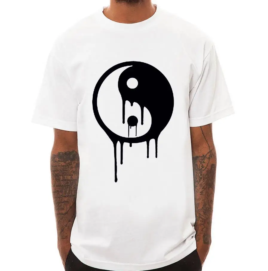 Мужская футболка с принтом Dripping Yin Yang модная повседневная забавная белая уличная
