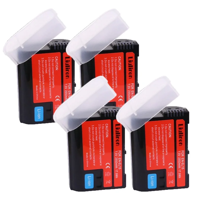 4battery 2550 мА/ч, EN-EL15 ENEL15 RU EL15 EN-EL15A RU EL15A Камера Батарея для цифровых зеркальных фотокамер Nikon D600 D610 D800 D800E D810 D7000 D7100 D7200 L15 - Цвет: 4battery
