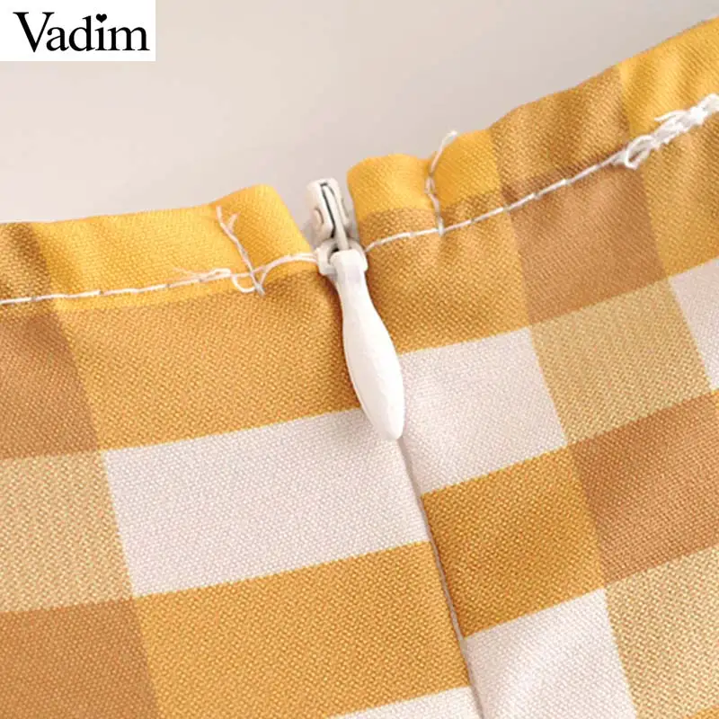 Vadim милый Женский клетчатый платье средней длины в стиле пэчворк без рукавов с