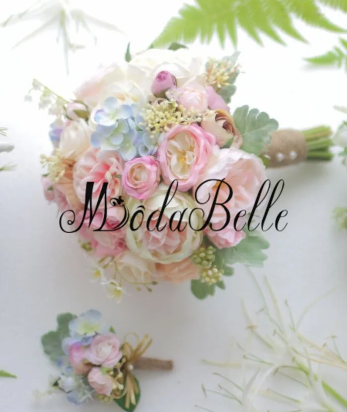 Искусственный розовый букет невесты modabelle на свадьбе настоящий свадебный ручной
