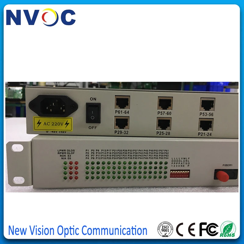 19-дюймовый штатив 64ch FXO и FXS Voice волоконно-оптический медиа-конвертер