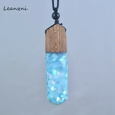 ES17092711 Leanzni, новая мода, ручная работа, дерево, смола, ожерелье, кулон, для мужчин и женщин, применимые ювелирные изделия, вязальная веревка, подарки - Окраска металла: ES17092711