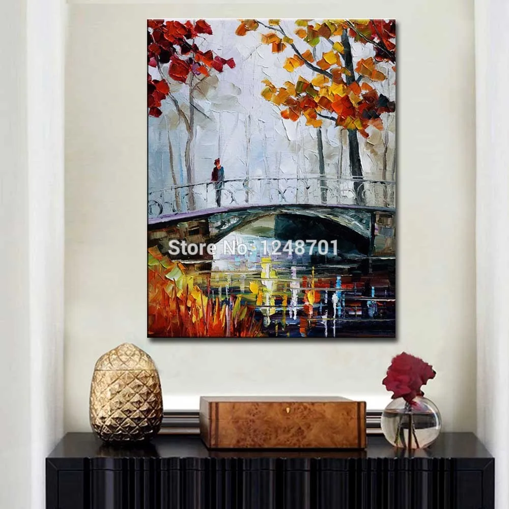 Современный абстрактный Палитры Ножи мост Lanscape картина маслом на холсте ручной