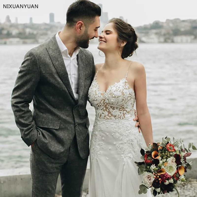 Женское свадебное платье на бретельках v образный вырез без рукавов|Свадебные