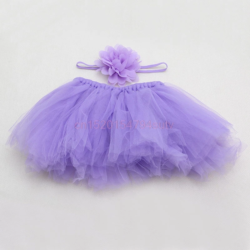 Baby Tutu Clothes Skirt Newborn Headdress Flower Girls Photo Prop Outfits #h055# images - 6
