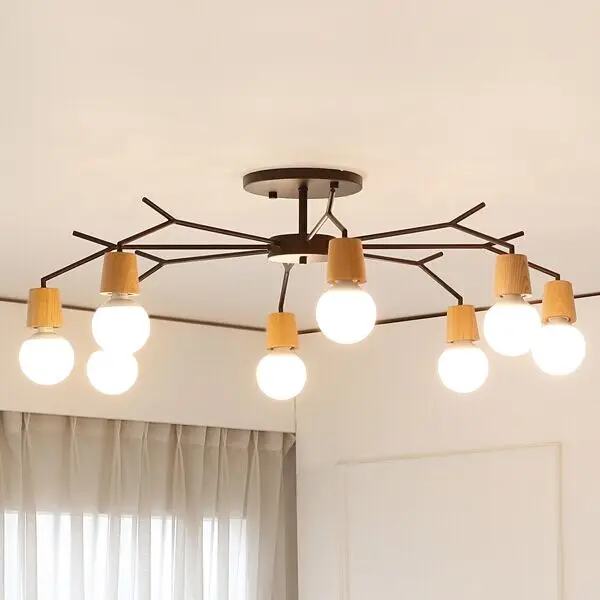 Скандинавский деревянный современный светодиодный потолочный светильник лампа