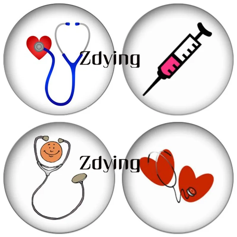 ZDYING 5 шт. медсестры шприц медицинский стетоскоп Изображение Стекло кабошон и стеклянный купол DIY брелок ручной работы серьги-гвоздики аксессуары