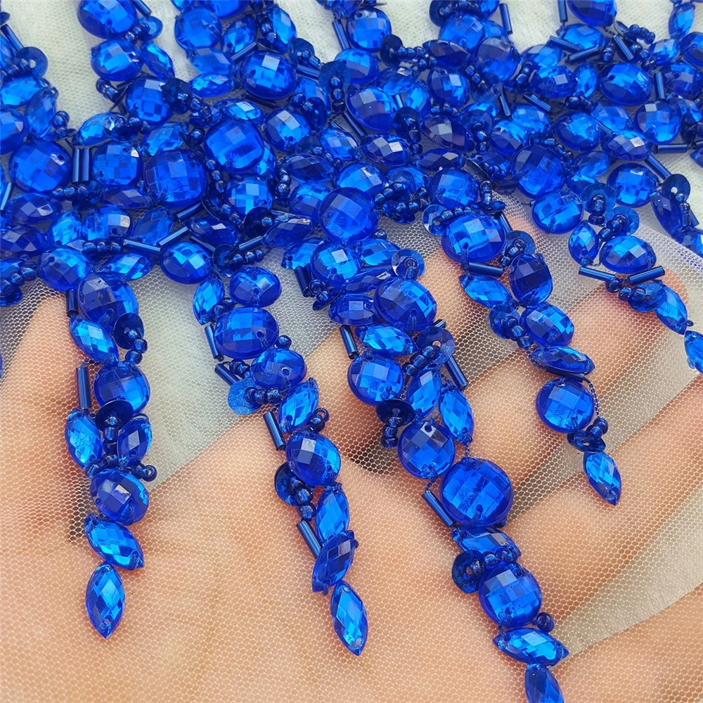 Индивидуальные синие нашивки Пришивные вышитые бисером кристаллами и блестками