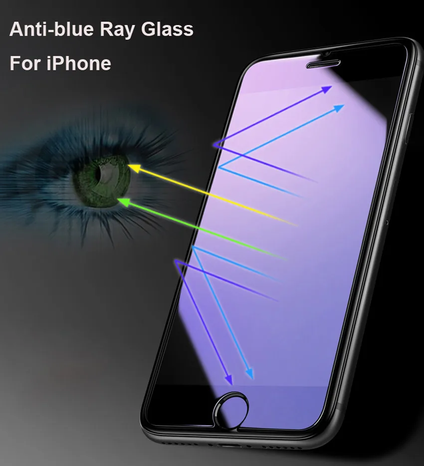 Ультратонкое закаленное стекло с защитой от синего света для iPhone 7 8 6 6S Plus 5S 5 5C SE