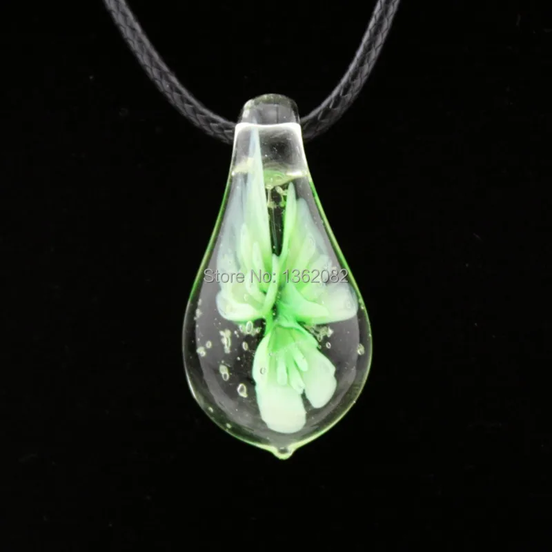 Очаровательные Цветочные Серебристые подвески из стекла лампворк ожерелье