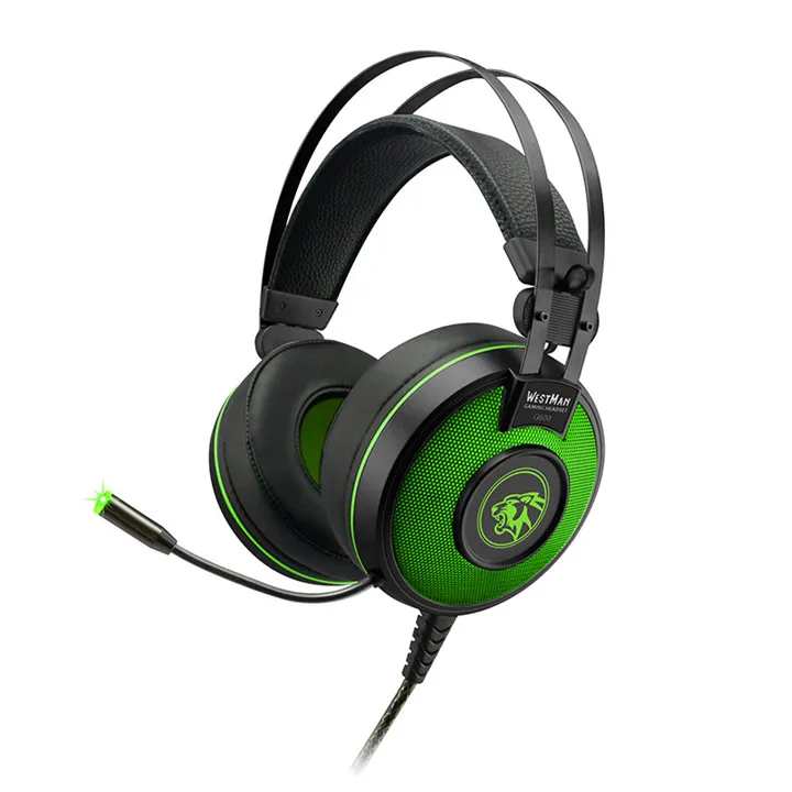 green Светодиодный игровой usb-гарнитура, игровые наушники, стерео оголовье, наушники для ПК с микрофоном, мягкое шумоподавление, PUBG игровой наушник - Цвет: green