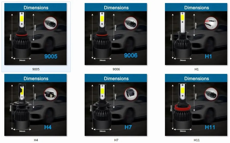 1/2 шт. COB 6000K H4 светодиодный H7 H11 H13 H1 H3 9004 880 9005 9006 Авто C6 автомобилей головной светильник комплект лампы 72W фары для 8000LM Hi/короче спереди и длиннее сзади) луч Turbo светильник