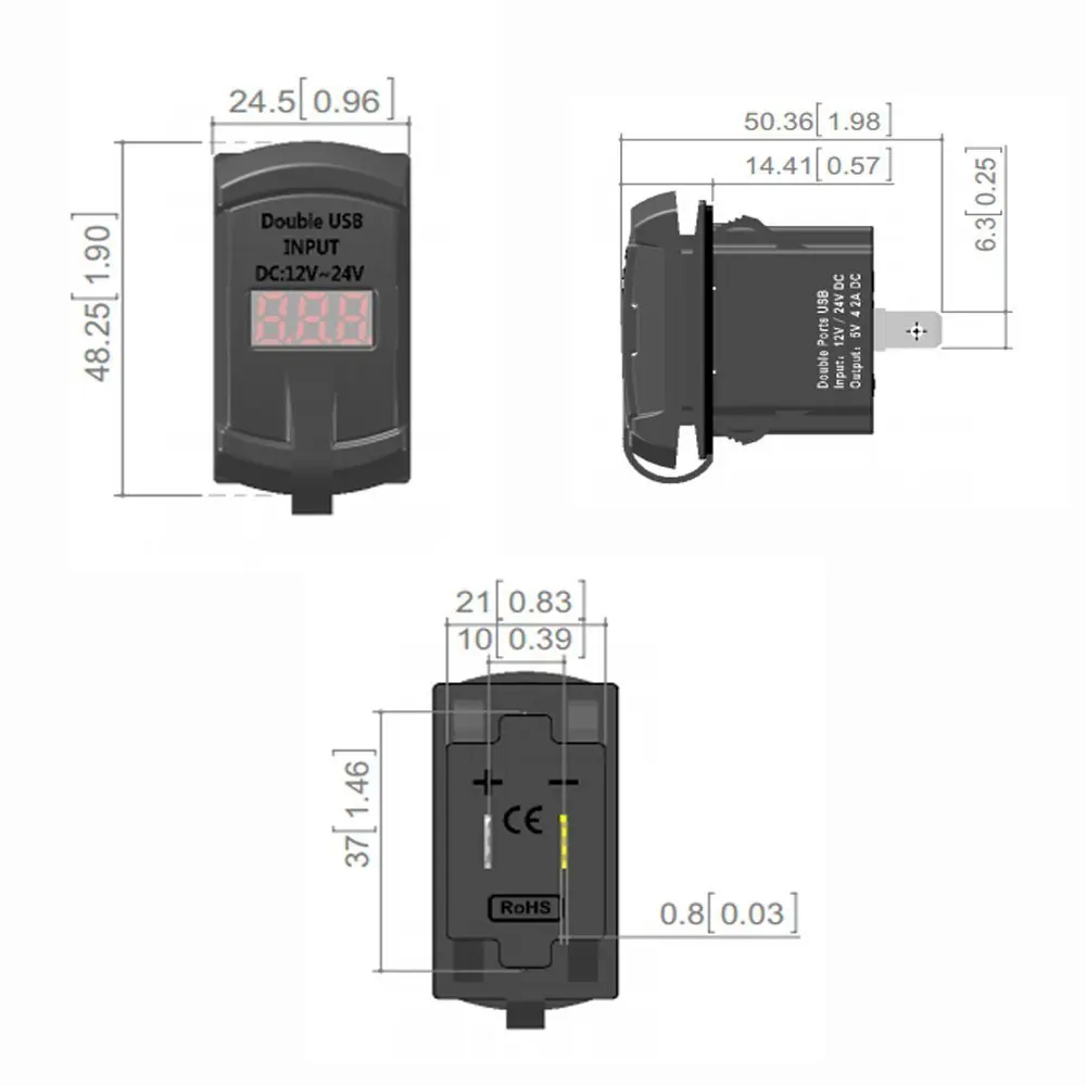 12 В-24 В используется 5 4 2 а два порта USB для зарядки розетка питания светодиодный