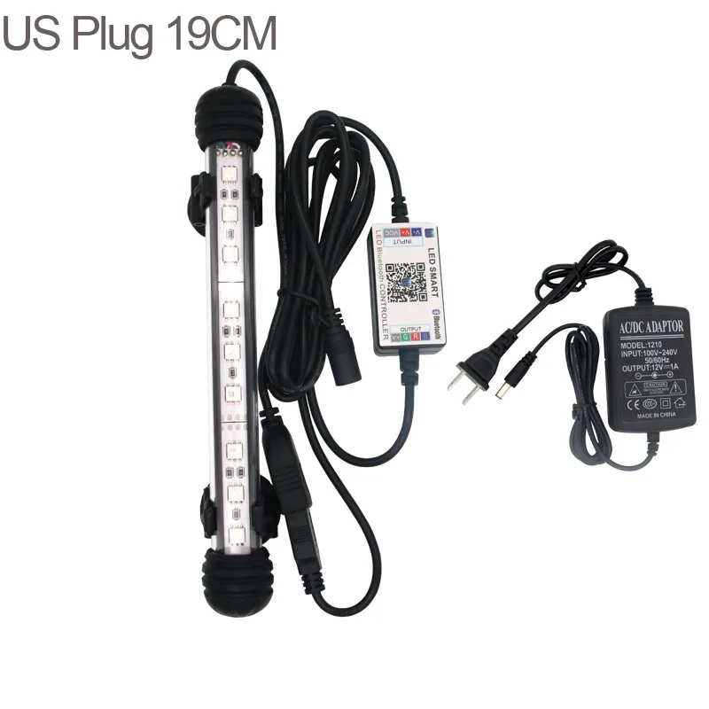 US PLUG 19CM RGB аквариумный светильник, морской Bluetooth контроллер, светодиодный светильник для аквариума, светодиодный светильник для аквариума, погружной светильник для аквариума - Цвет: US PLUG 19CM