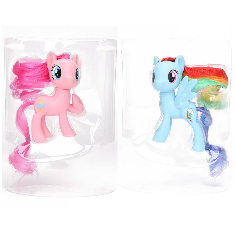 pink blue set opp 2 шт./компл. игрушки My Little Pony всех цветов радуги; платье с Сумеречной искоркой серии «маленькие пони ПВХ фигурка Коллекционная модель куклы - Color: pink blue set opp