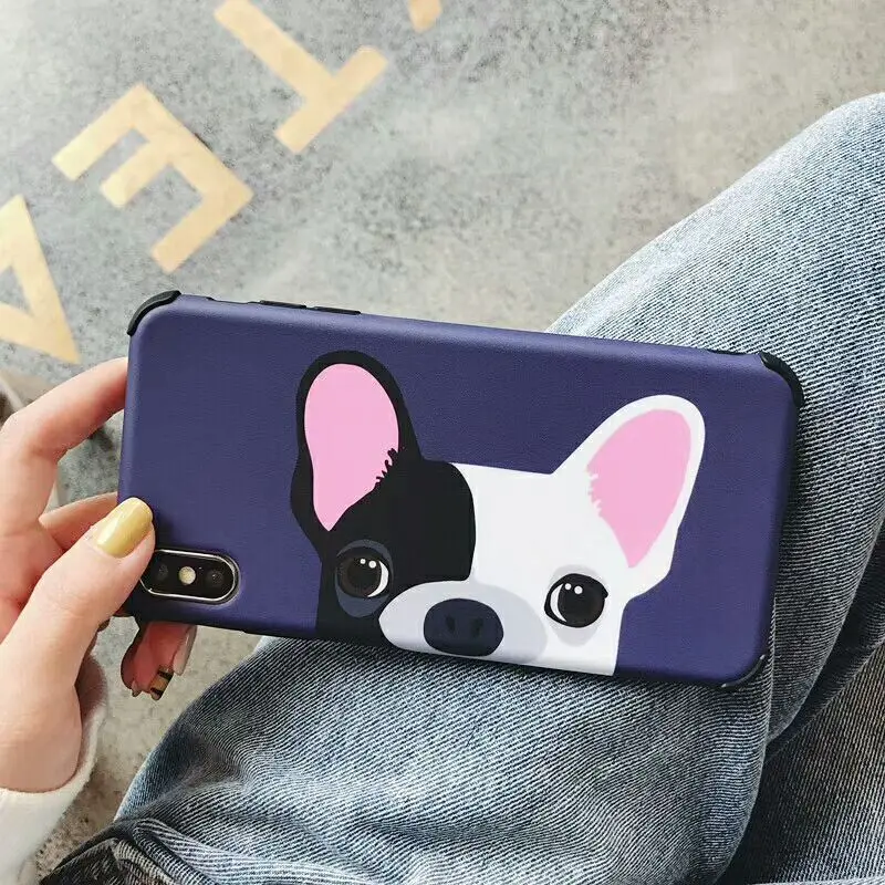 Kuutti Squishy Cool Blue Red Dog Printing Couple Friends Phone Cases for iPhone 6 6s 7 8 Plus X XR XS Max Boy Girls Covers |