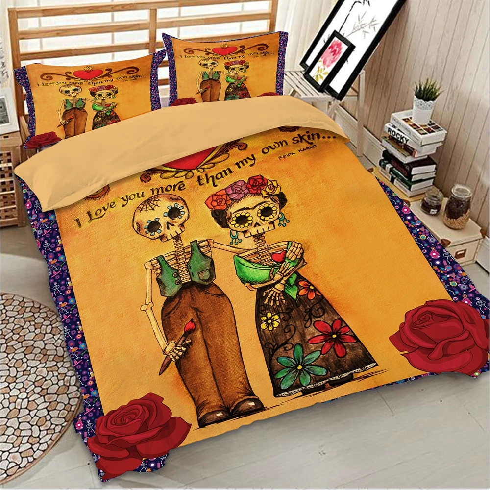 Cute Skull Lover Bedding Set Single Double Duvet Cover With Pillowcases Twin Full Queen King Home Bedclothes For Adult | Дом и сад