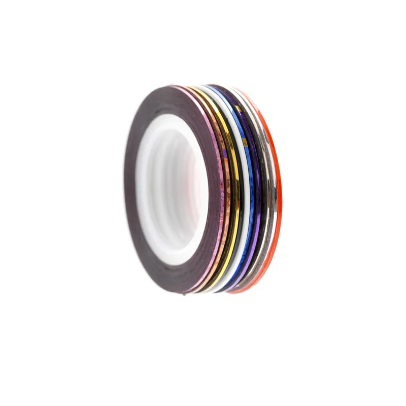 ROSALIND 1 мм 10 шт./лот цветной блеск для ногтей полоска Набор наклеек украшения