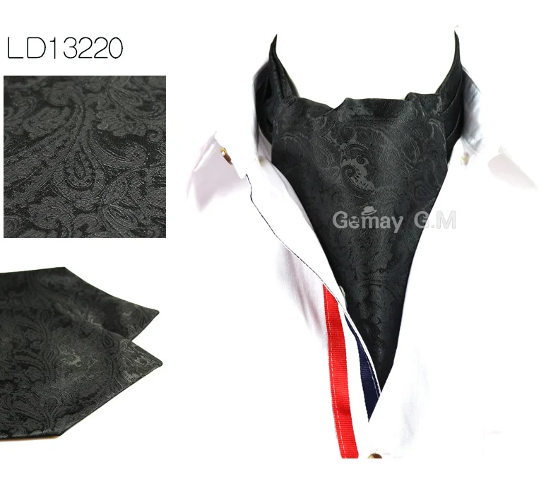 LD13220 Men Vintage Polka Dot Wedding Formal Cravat Ascot Scrunch Self British style Gentleman Polyester Silk Neck Tie Luxury - Цвет: LD13220