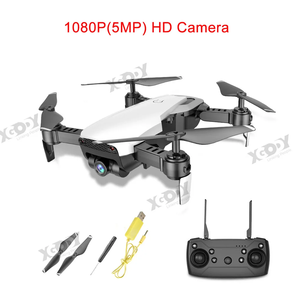 Белый XGODY Радиоуправляемый квадрокоптер с двойной камерой 1080P HD Selfie 2,4G WiFi FPV камера Дрон Профессиональный уличный мини-вертолет с дистанционным управлением - Цвет: Белый