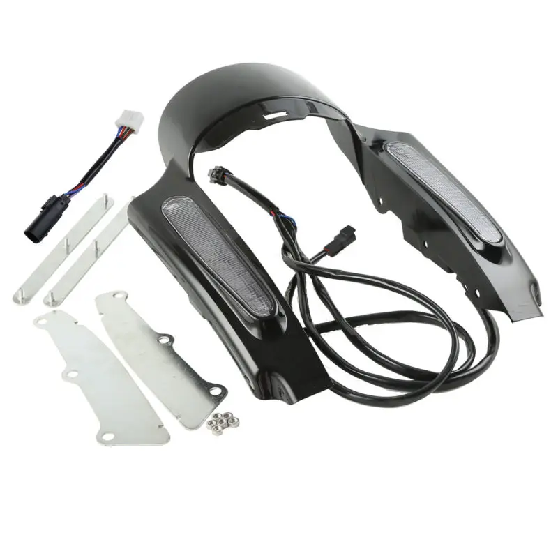 TCMT черный светодиодный заднее крыло фасции набор для Harley Touring Electra Street Glide Road King FLHR FLHT FLHX 2009-2013 12