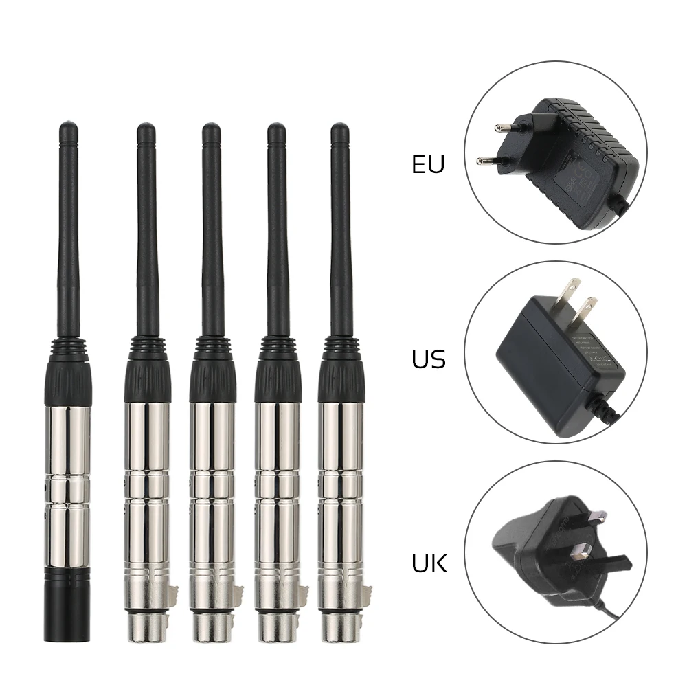 

Newest for DJ Disco Party lights DMX512 2.4G ISM Wireless 5PCS Transmitter Receiver Kit for DJ Show Club Disco KTV Stage Light