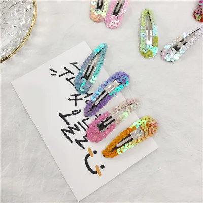 Заколки для волос расшитые блестками ВВ на клипсе с отверстиями боковая заколка