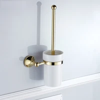 toilet brush holders gold color brass toilet brush holder with ceramic cup household products bathroom decoration zd876