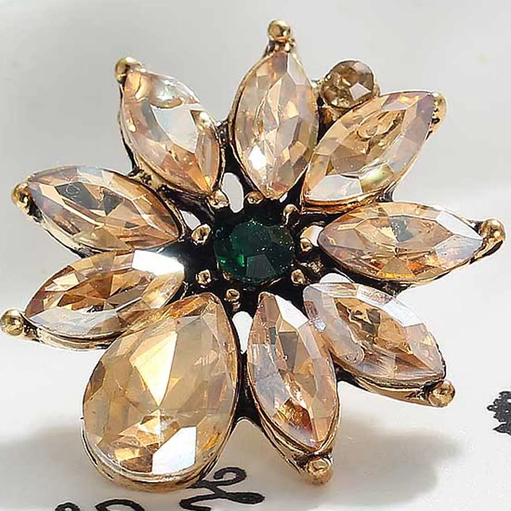 

YaYi Brown Glass Green Rhinestone Pearl Dangle Earring Women's Fashion Ancient Gold Gem Earrings For Women E1118