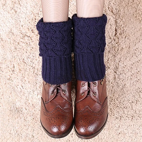 Стильные женские зимние вязаные гетры вязанные крючком короткий вкладыш с