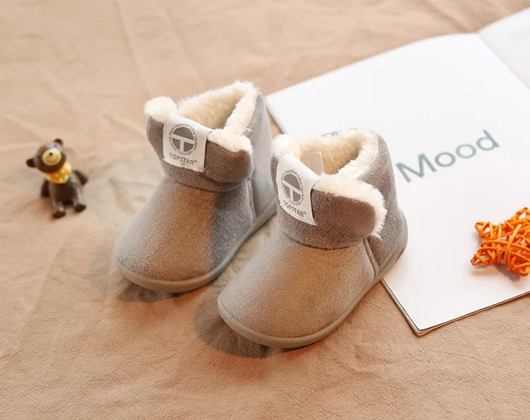 Winter new children's snow boots suede children's cotton shoes thick hair soft bottom baby cotton boots