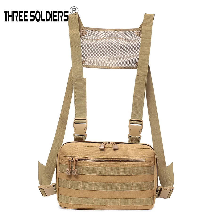 Три солдата тактическая сетка Грудь сумка Молл подсумок Тактический молнии для