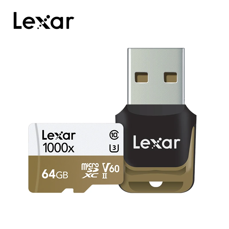 1000X-64GB Карта micro sd Lexar 633x1000x32 Гб 64 Гб 128 ГБ 256 ГБ 512 Гб карта памяти класс 10 карт micro sd для 1080p full-HD 3D и 4K видео - Емкость: 1000X-64GB