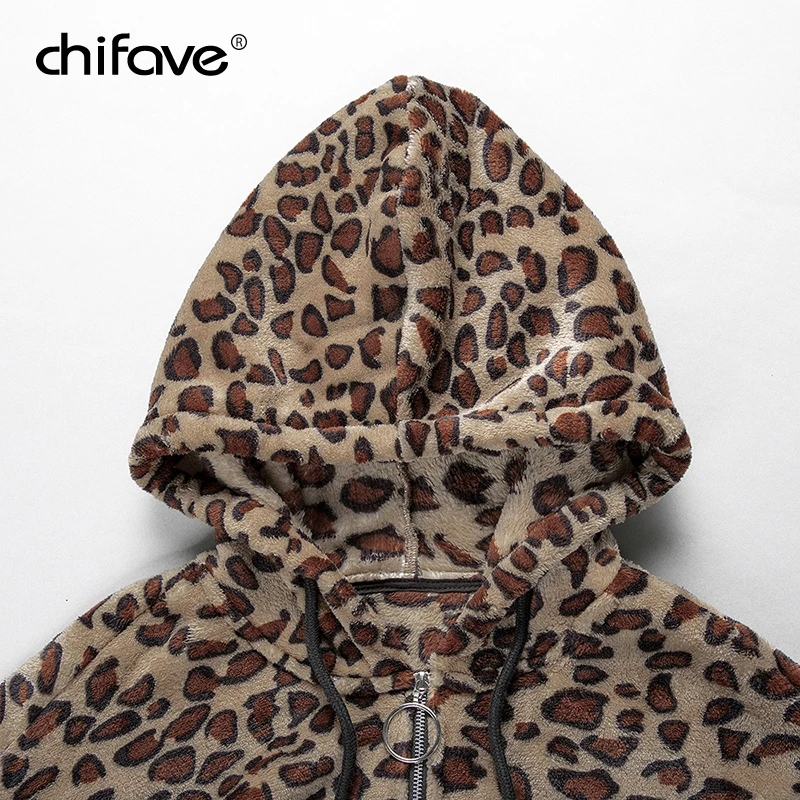 chifave 2018 Fashion Winter Woman's Sweatshirt Leopard Print Hoody Ladies Plus Sizes Casual Flannel Oversize hoodie Sweatshirts | Женская