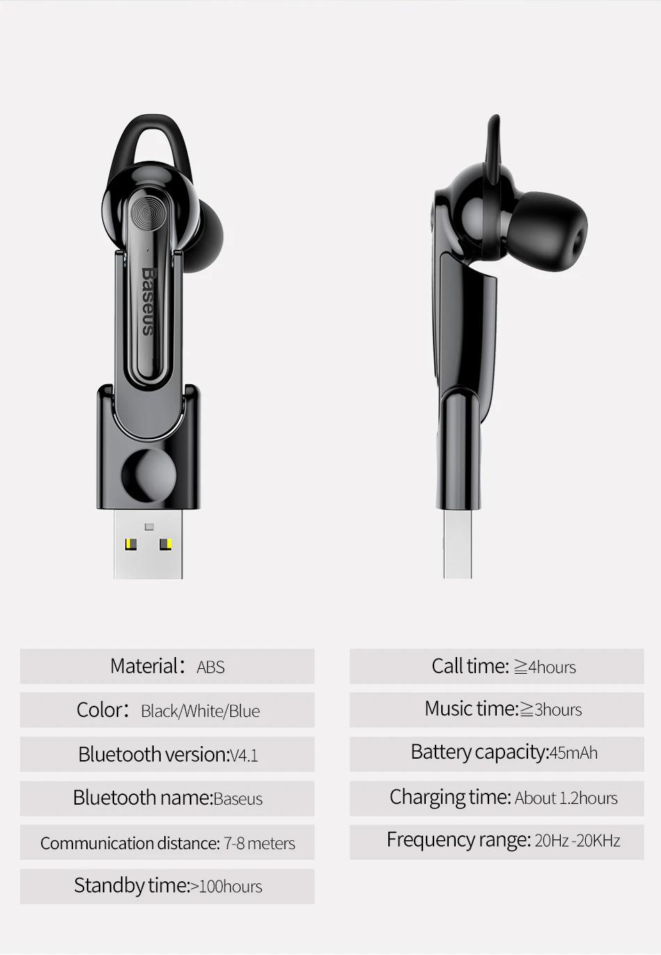 Baseus мини беспроводные Bluetooth наушники с магнитной зарядкой Bluetooth гарнитуры вкладыши громкой связи с микрофоном для iPhone samsung в автомобиле