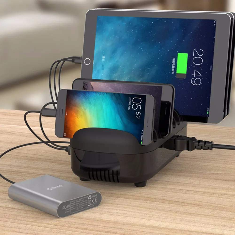 ORICO 10 Порты USB Зарядное устройство Док станция с держателем 120 Вт 5V2. 4A * зарядка