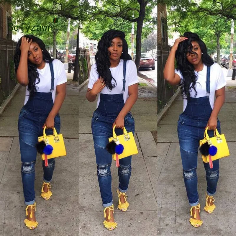 New Arrival Sleeveless Jumpsuit Jeans Sexy Bodysuit Women Denim Overalls Rompers Girls Straight Hole Pants Jean Lady Streetwear | Женская
