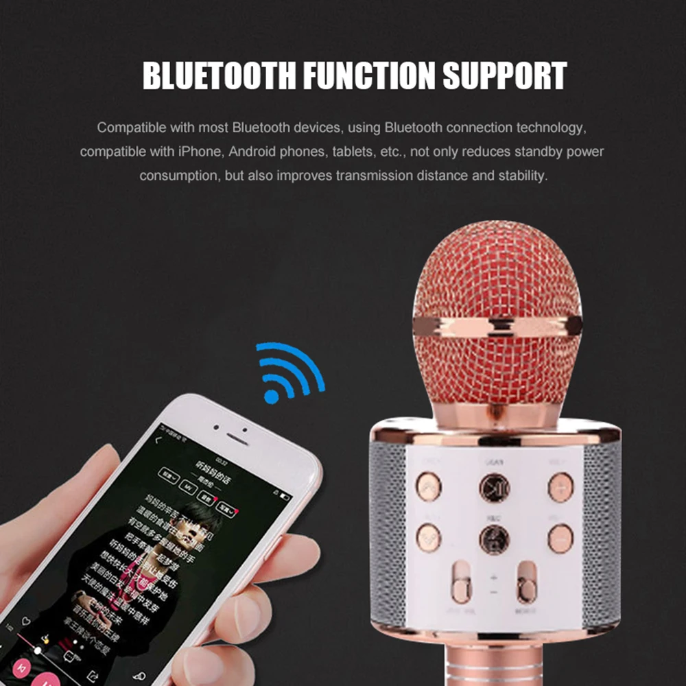 WS858 Bluetooth беспроводной микрофон Микрофон конденсатор волшебный микрофон караоке мобильный телефон плеер микрофон динамик Запись музыки